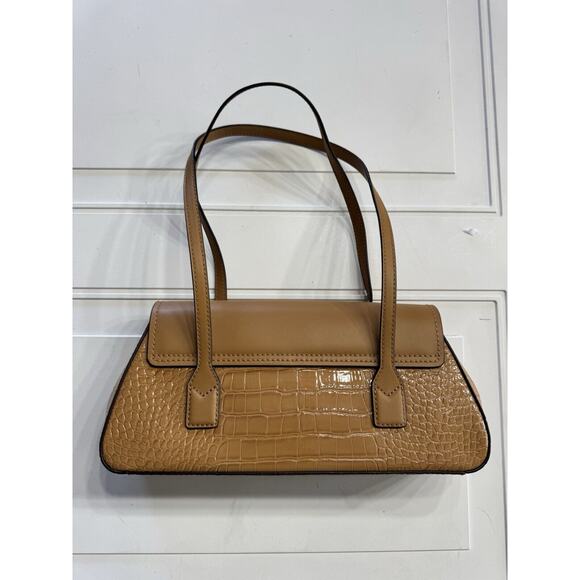 MICHAEL KORS KATYA MEDIUM SHOULDER BAG MK DEER CROC PATENT LEATHER Tan NWT $598 - Picture 4 of 6